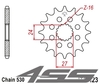 Front chain sprocket JTF423,17 teeth - with vibration damper