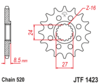 Front chain sprocket JTF1423,15 teeth - 520 chain conversion