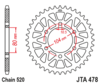 Duralumin rear chain sprocket JTA478,46 teeth - 520 chain conversion - black