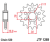 Front chain sprocket JTF1269,15 teeth - 520 chain conversion