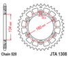 Duralumin rear chain sprocket JTA1308,43 teeth - 520 chain conversion - black