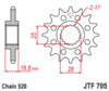 Front chain sprocket JTF705,16 teeth - 520 chain conversion